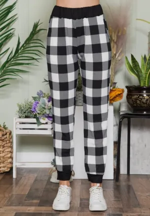 White Plaid Joggers