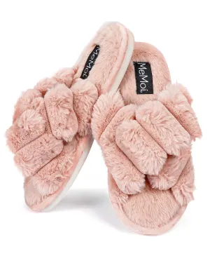 Women's Double Cross Plush Slippers