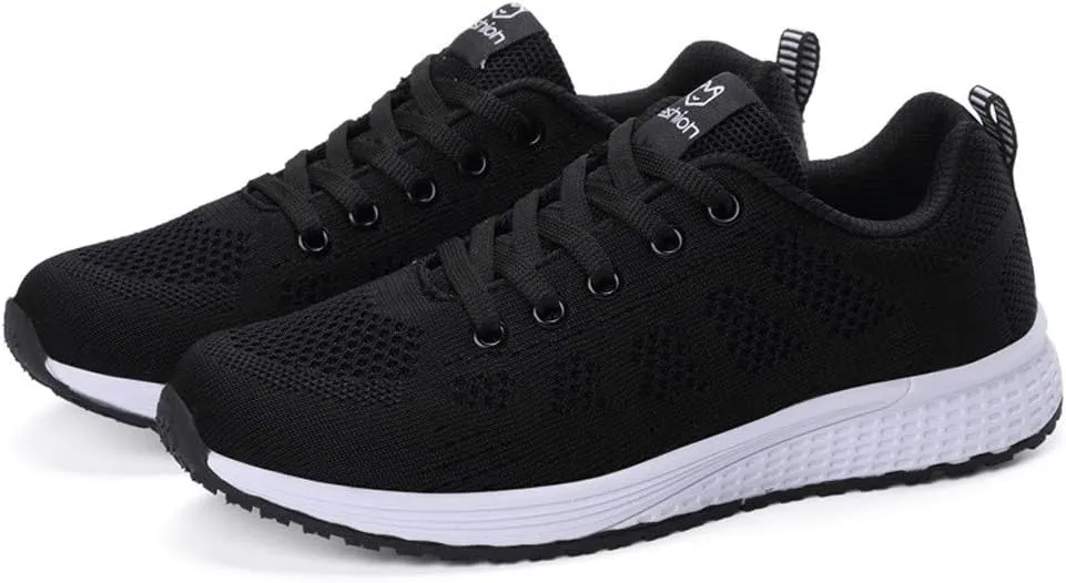 Womens Lace Up Running Shoes Non Slip Walking Shoes Slip On Shoes Women Mesh Ladies Casual Shoes Black Sneakers Red Tennis Shoe Cross Trainer Shoe