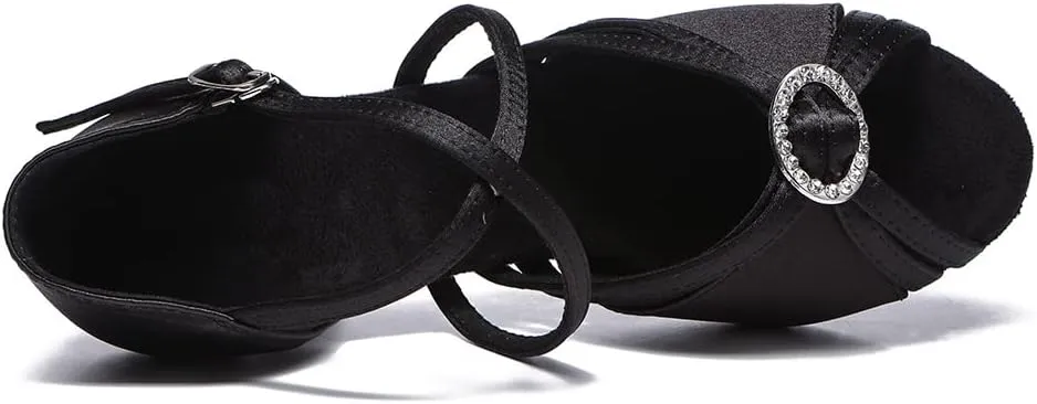 Womens Satin Latin Dance Shoes Open Toe Ballroom Salsa Performance Dancing Shoes,Model L532