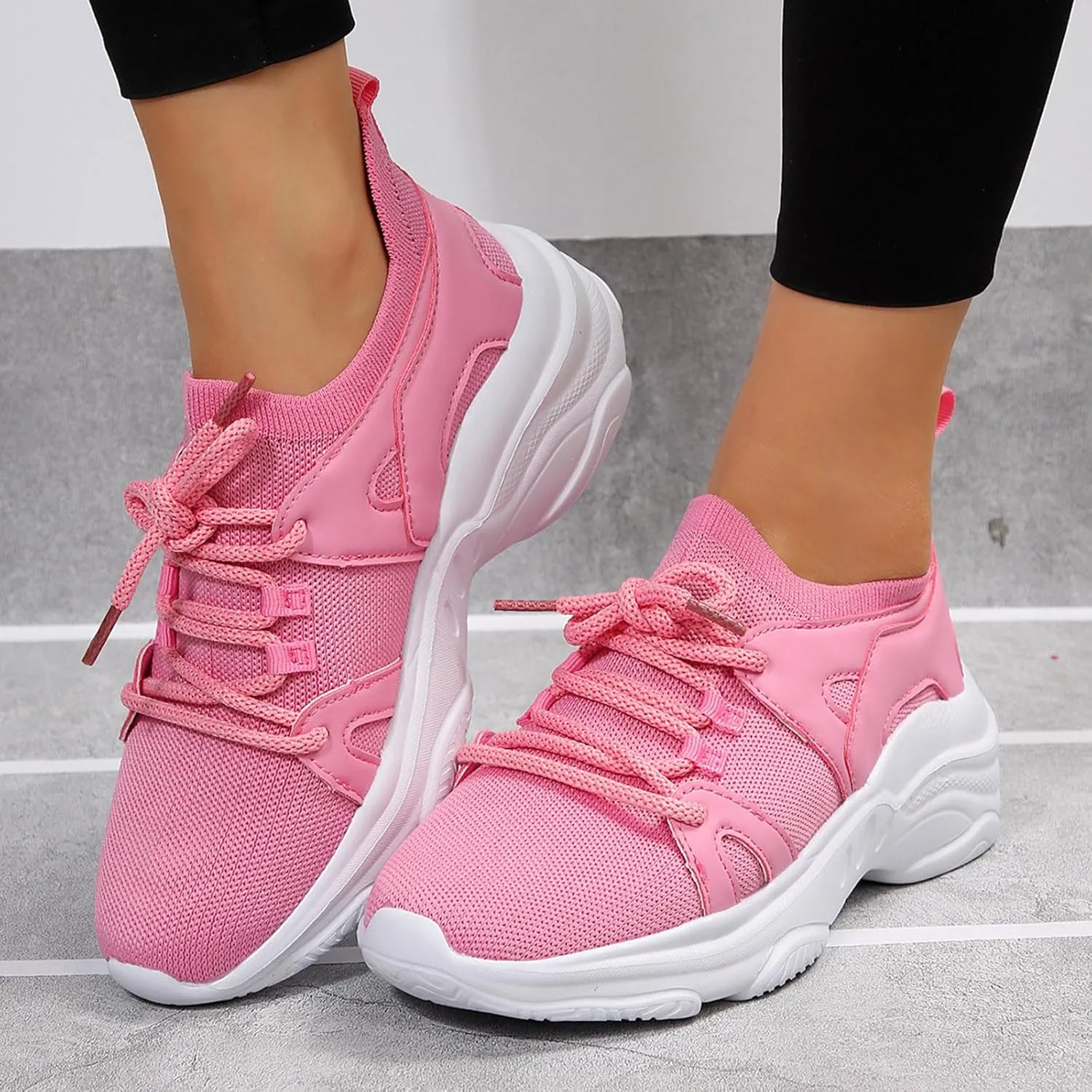 Womens Walking Shoes Slip on Dressy Knitted Non Slip Running Shoes Wide Width Breathable Mesh Sports Workout Tennis Shoes Ladies 2024 Fashion Sneakers