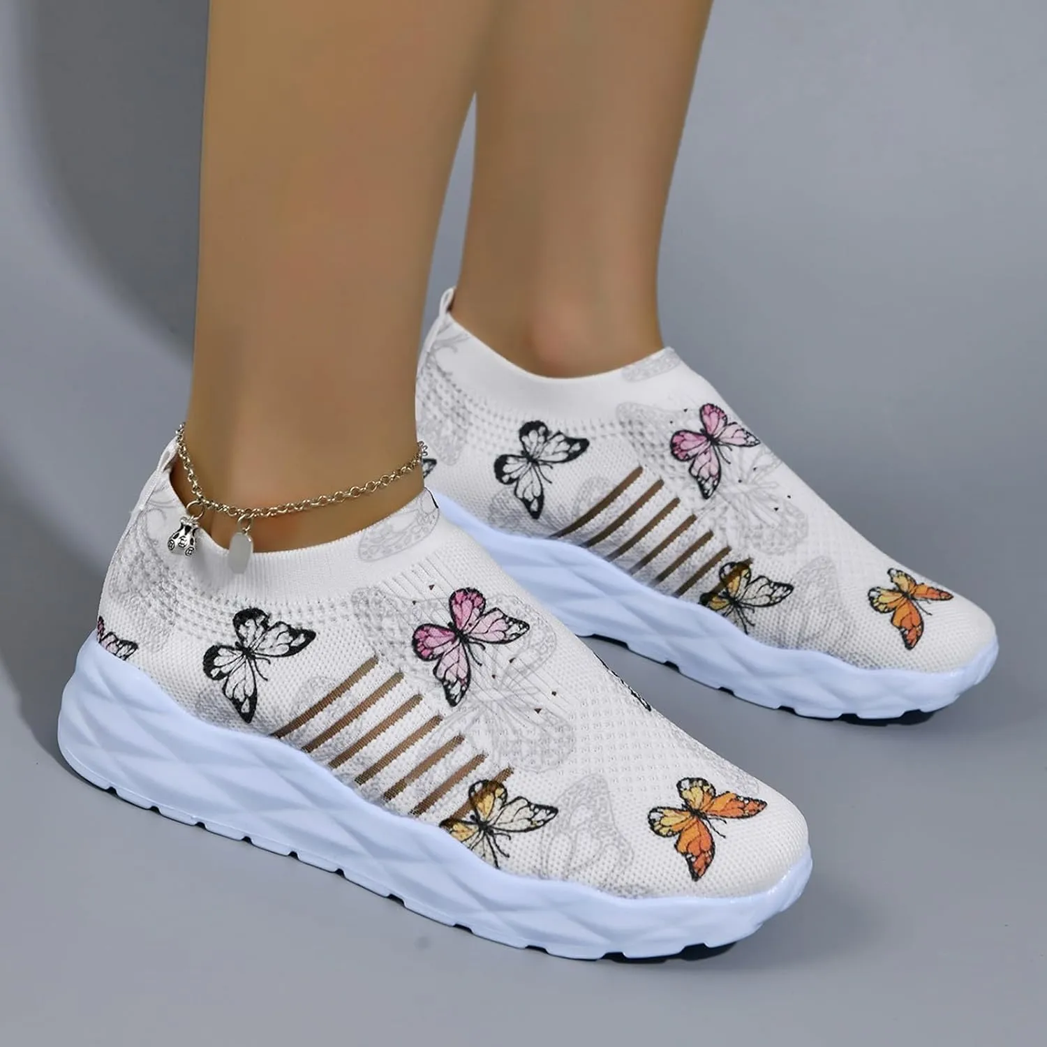 Womens Walking Shoes Slip on Memory Foam Non Slip Arch Support Running Shoes Breathable Mesh Sports Workout Tennis Shoes Ladies 2024 Fashion Sneakers