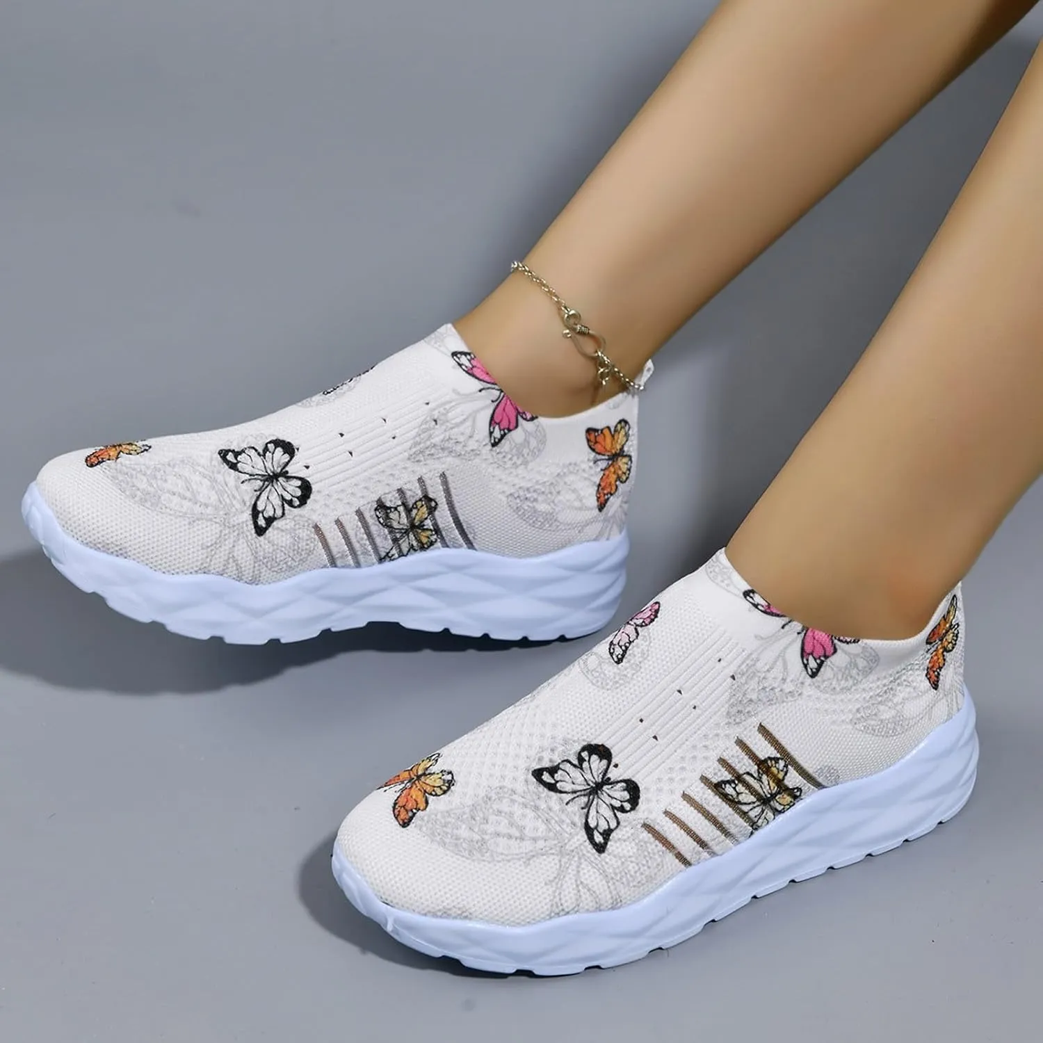 Womens Walking Shoes Slip on Memory Foam Non Slip Arch Support Running Shoes Breathable Mesh Sports Workout Tennis Shoes Ladies 2024 Fashion Sneakers