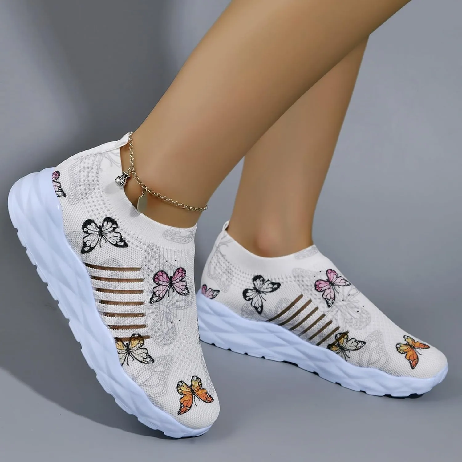 Womens Walking Shoes Slip on Memory Foam Non Slip Arch Support Running Shoes Breathable Mesh Sports Workout Tennis Shoes Ladies 2024 Fashion Sneakers
