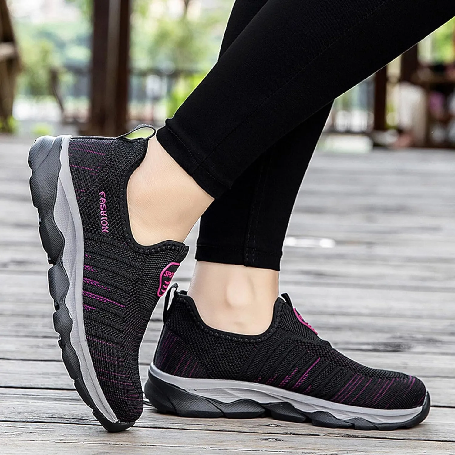 Womens Walking Shoes Slip on Non Slip Memory Foam Arch Support Running Shoes Breathable Mesh Sports Workout Tennis Shoes Fashion Lace Up Sneakers