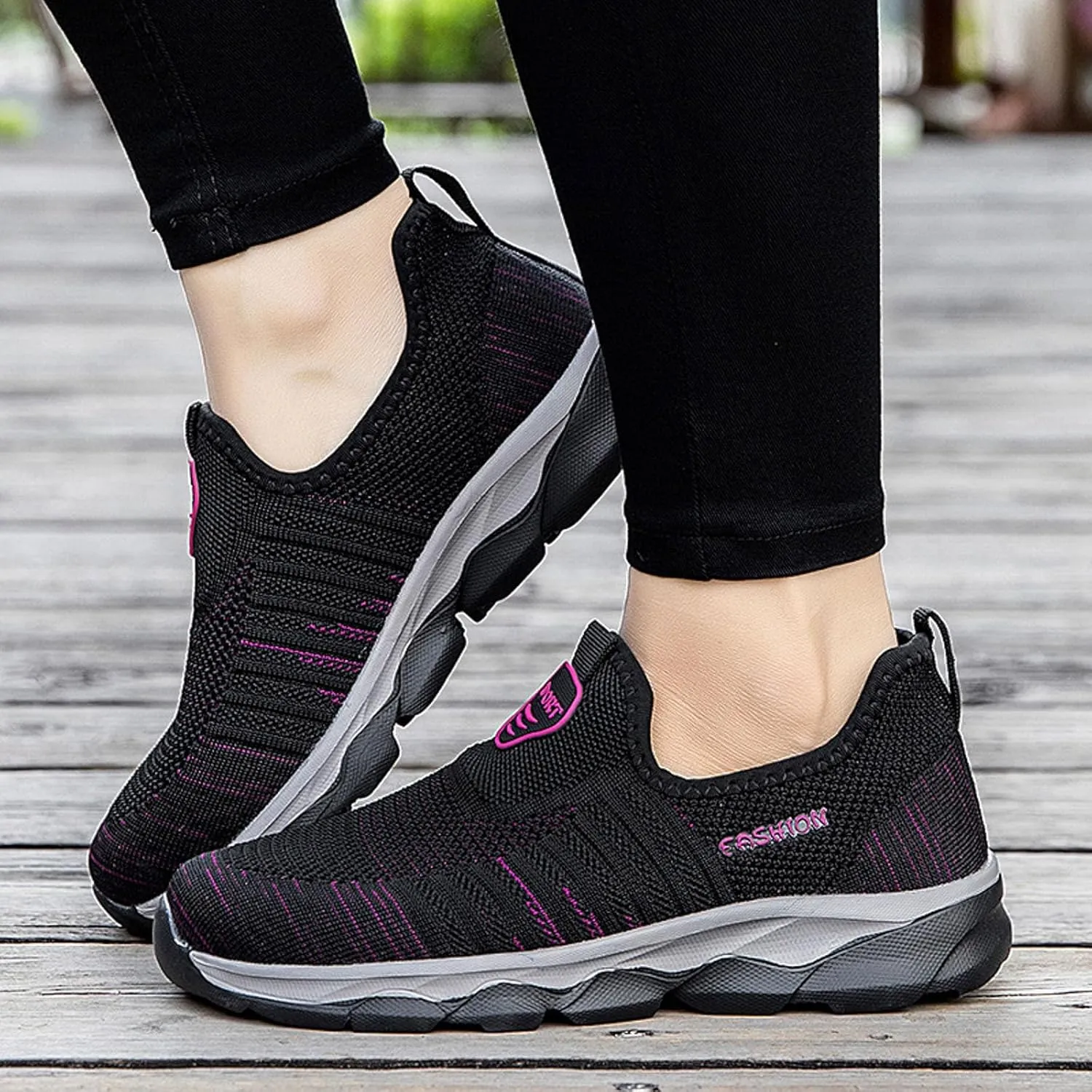 Womens Walking Shoes Slip on Non Slip Memory Foam Arch Support Running Shoes Breathable Mesh Sports Workout Tennis Shoes Fashion Lace Up Sneakers