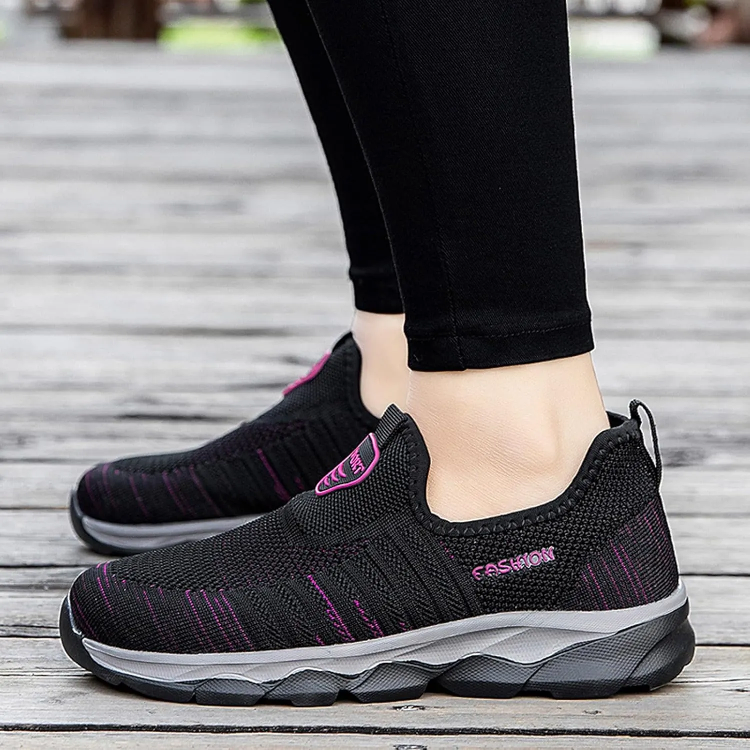 Womens Walking Shoes Slip on Non Slip Memory Foam Arch Support Running Shoes Breathable Mesh Sports Workout Tennis Shoes Fashion Lace Up Sneakers