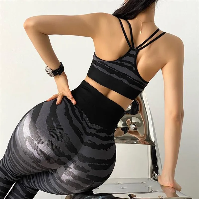 Zebra Striped Yoga Set Two Piece
